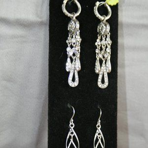 2 Pair Silver Earrings